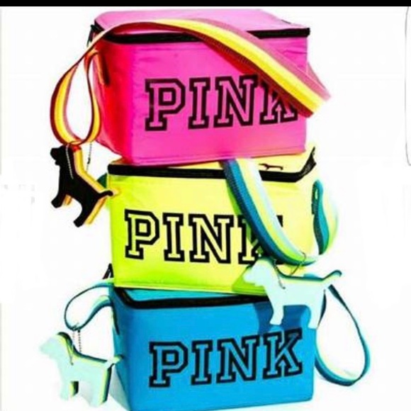 PINK Victoria's Secret Handbags - Victoria's Secret PINK cooler yellow Lunch box +Key Chain